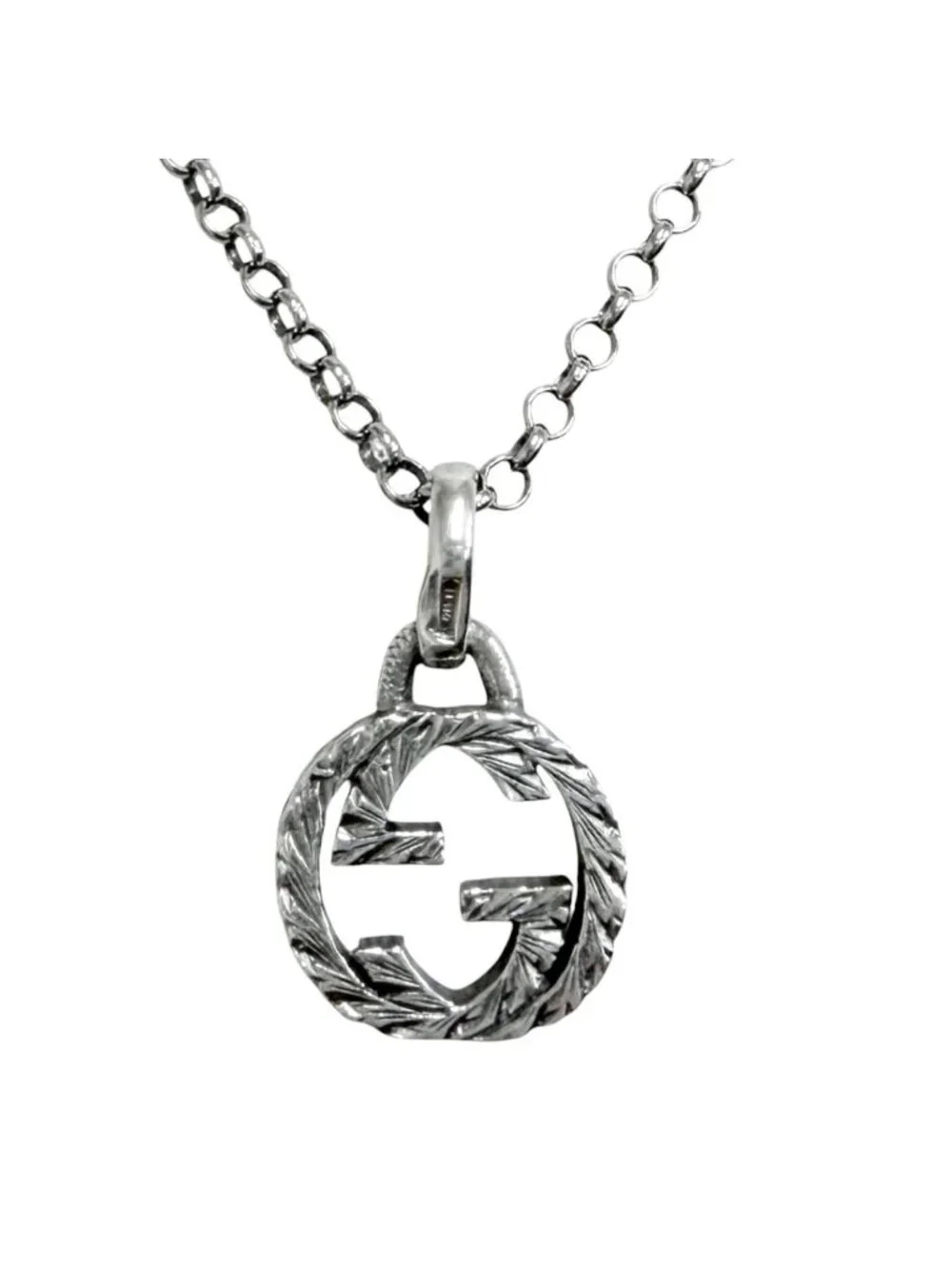 Gucci Interlocking Arabesque Chain Necklace Silver